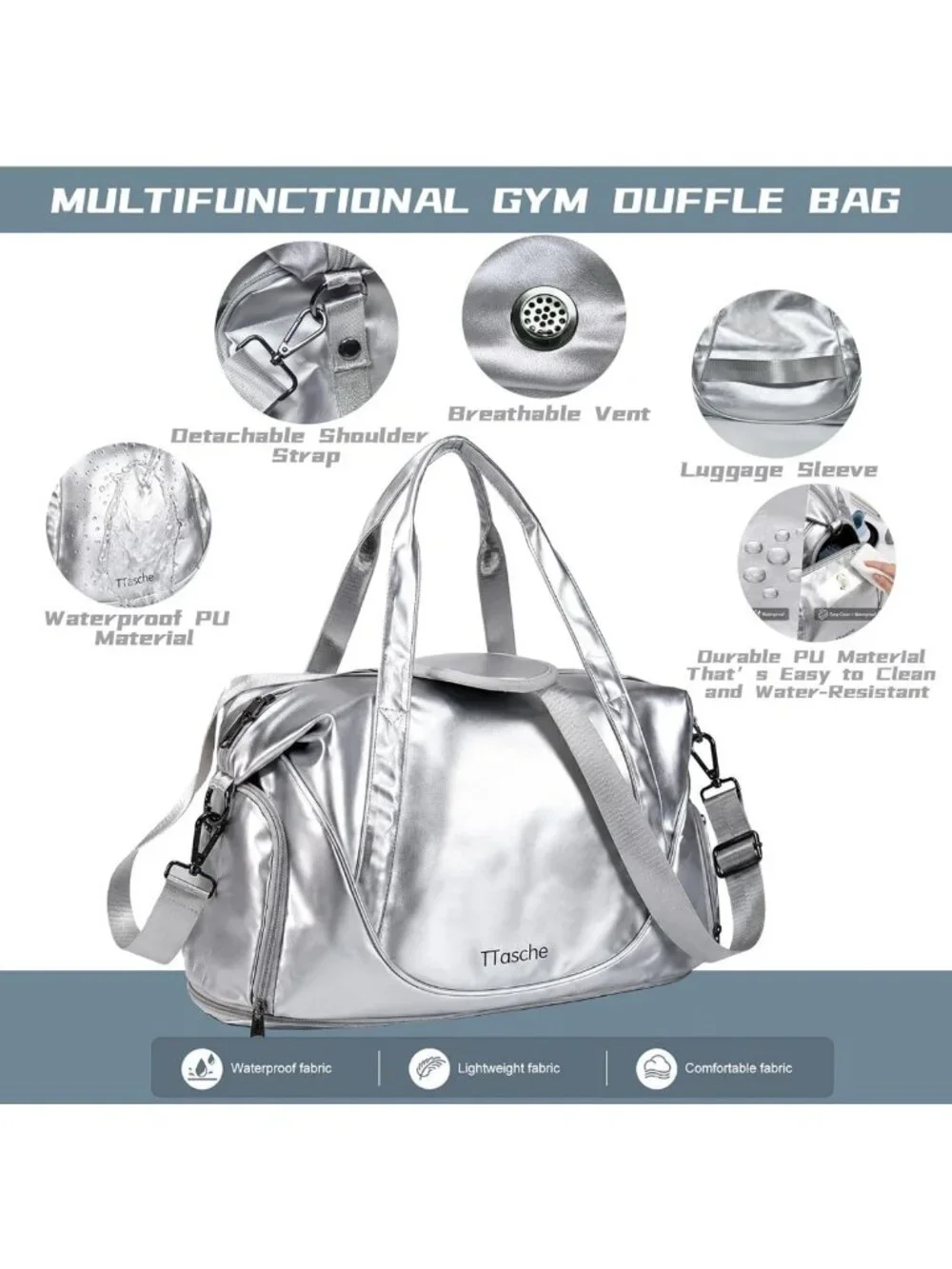 Expandable Travel Gym Duffel Bag with Shoe Compartment for Women & Men